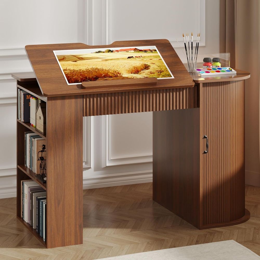 Art & Craft Valley - Storage Cabinet Desk with Drawers, Open