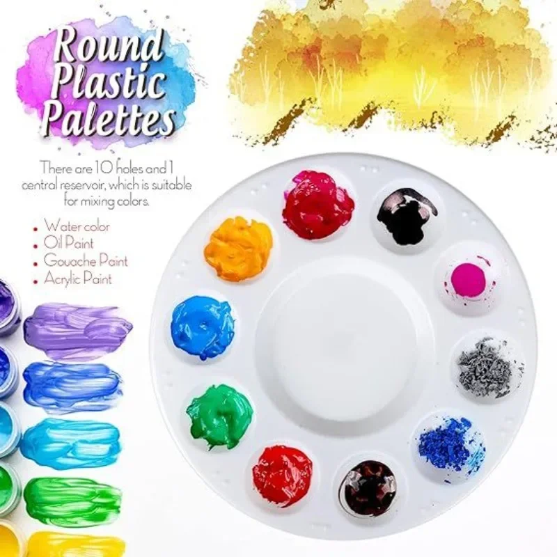 Art Craft Classes - 1pc White Round Plastic Paint Tray