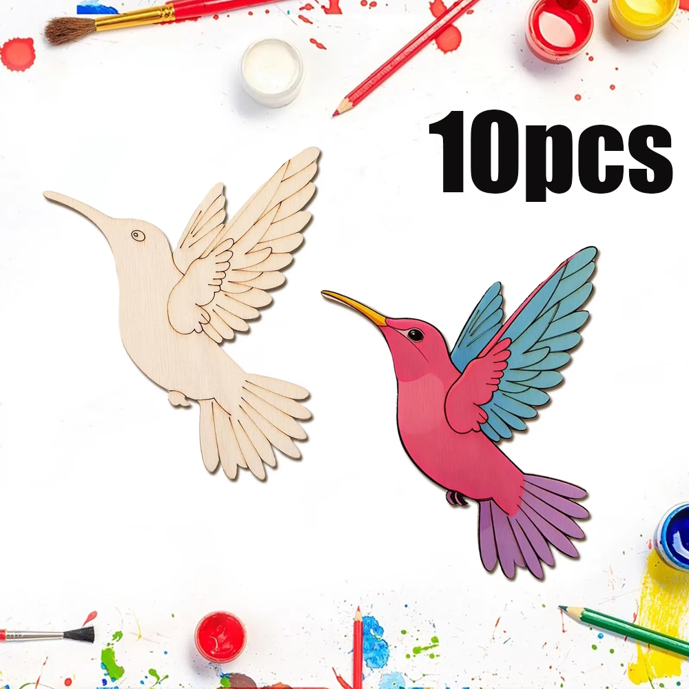 Art & Craft Valley - 10pcs Unfinished Wood Animal Bird Cutouts,Wooden
