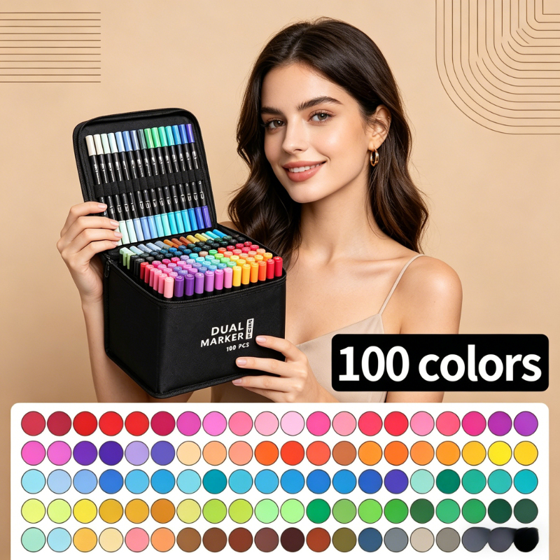 Calligraphy Pen Set - 100 Colors Dual Tip Watercolor Brush