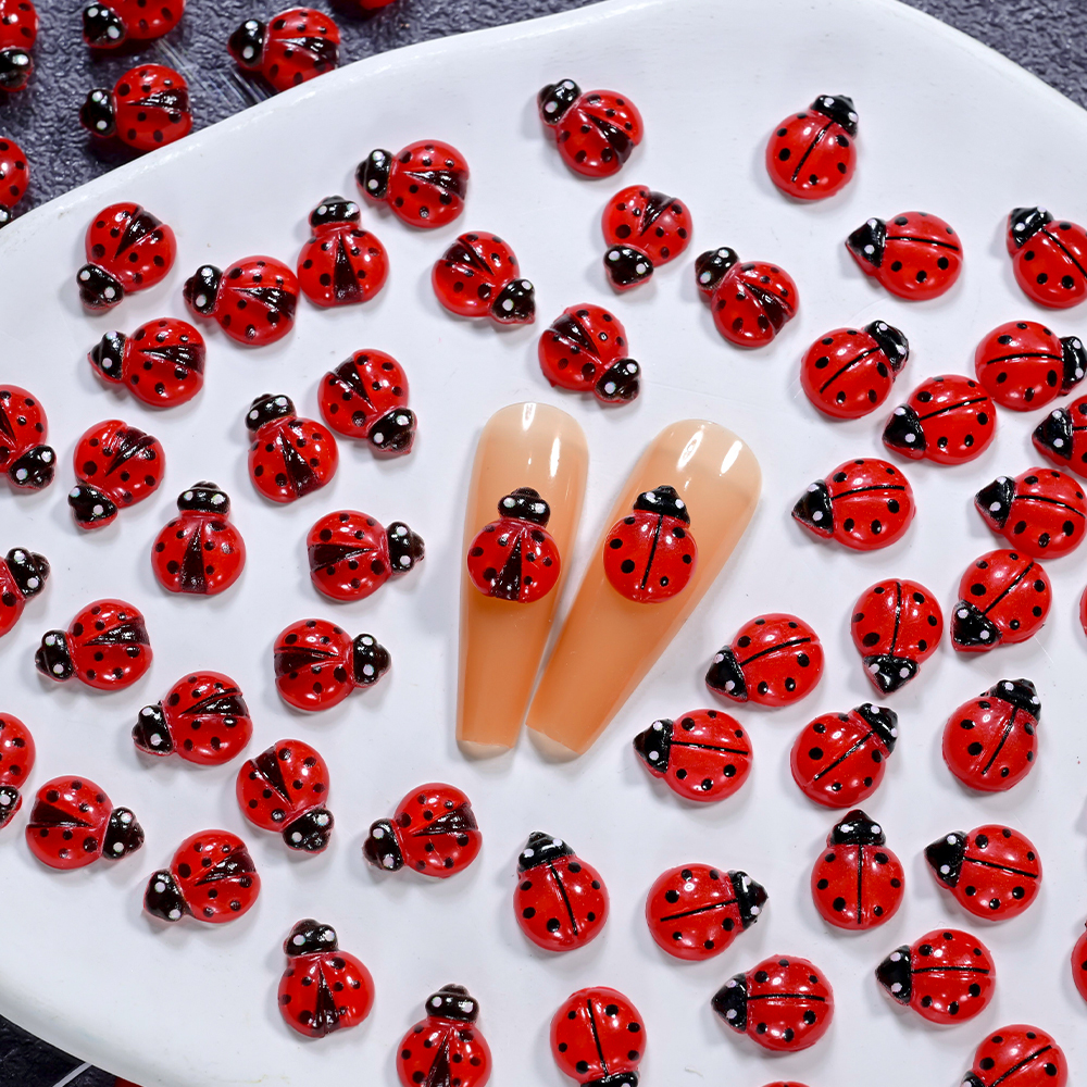 50Pcs 3D Red Ladybug Nail Char - Art Craft Ladybug recension och pris