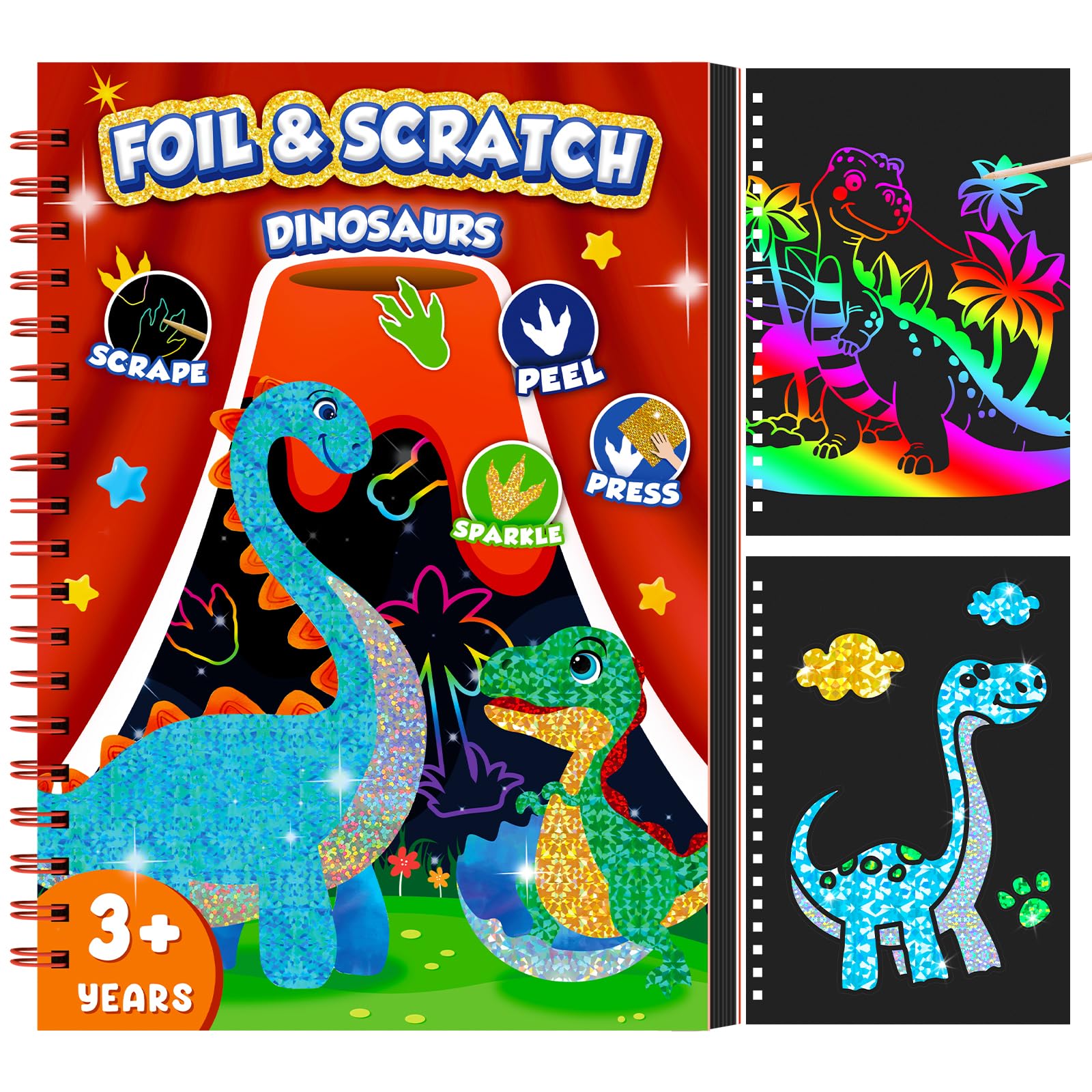Dinosaur Scratch Art Book for  - Dinosaur And Craft recension och pris