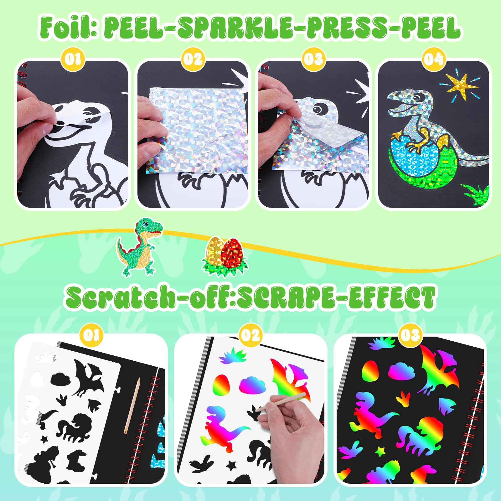 Dinosaur Scratch Art Book for  - Dinosaur And Craft recension och pris