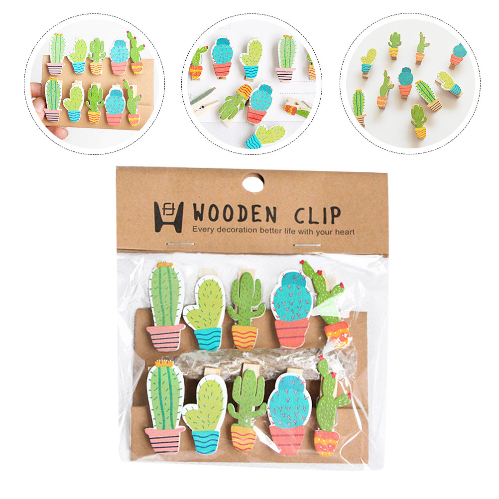 10Pcs Cactus Wooden Photo Clip - Art Craft Board recension och pris