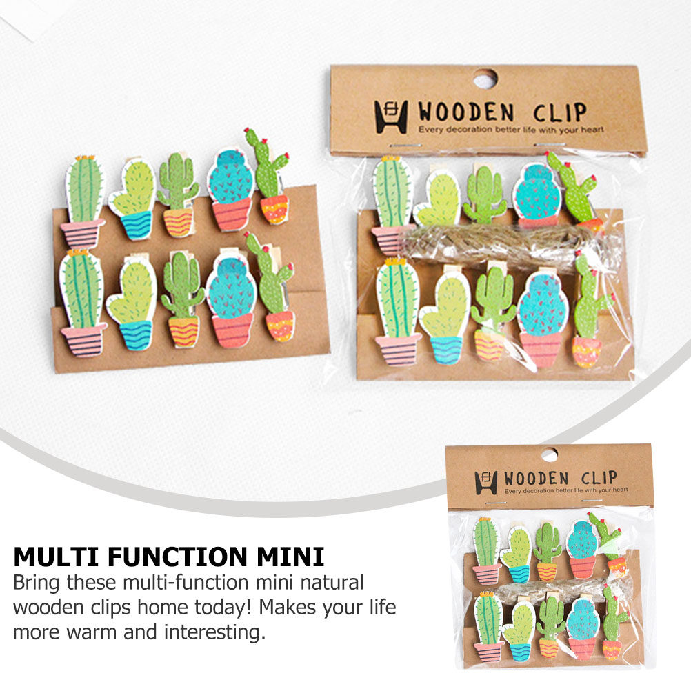 10Pcs Cactus Wooden Photo Clip - Art Craft Board recension och pris