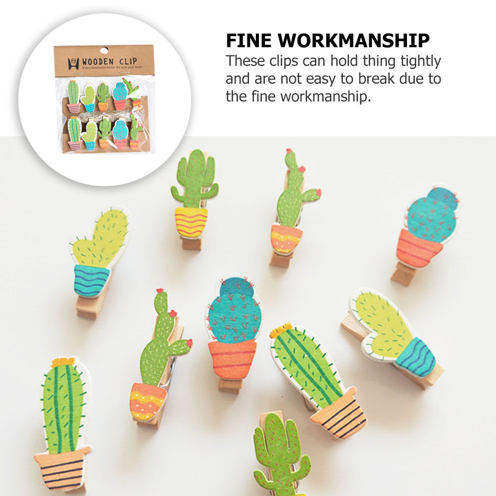 10Pcs Cactus Wooden Photo Clip - Art Craft Board recension och pris