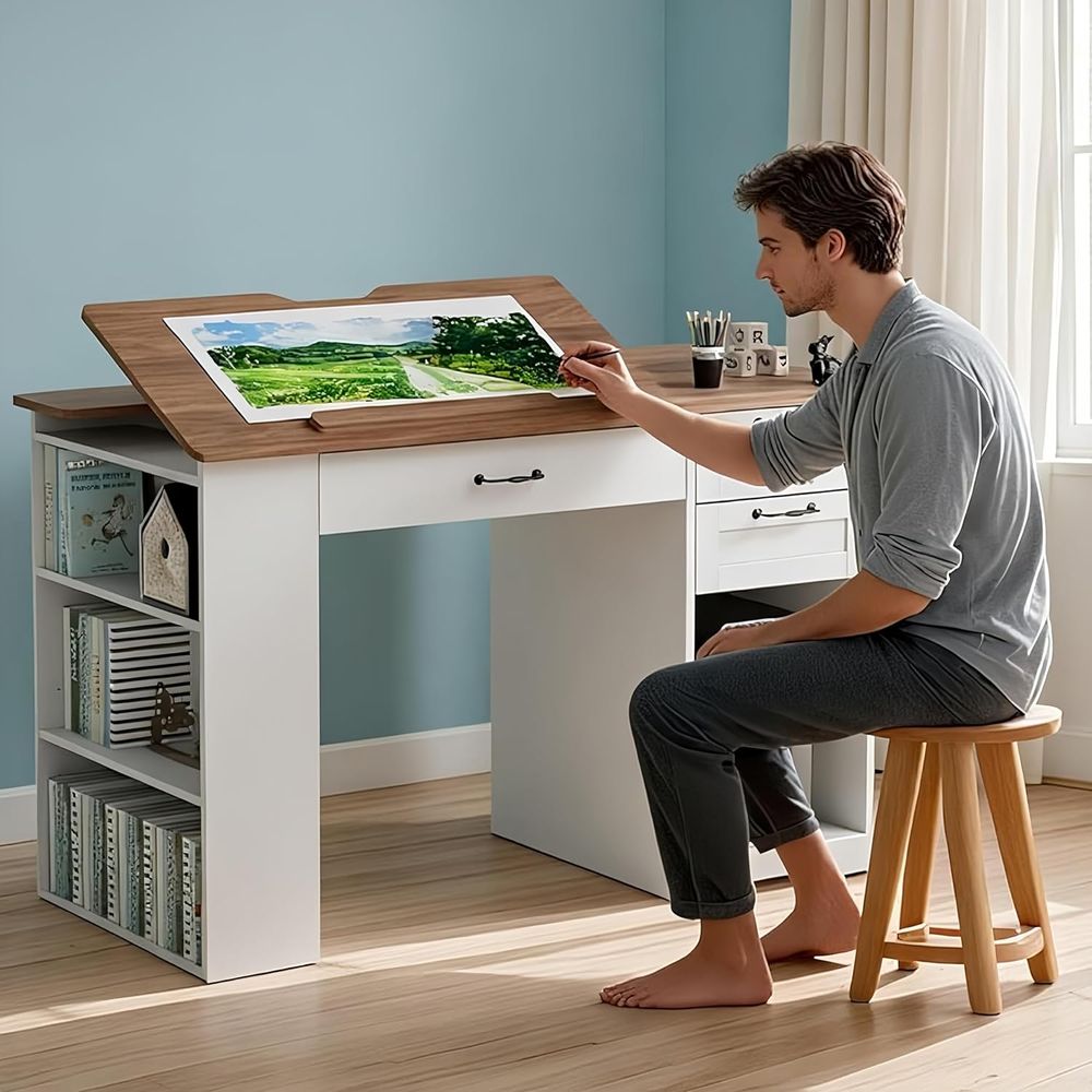 Adjustable Desk with Storage a - Art & Craft Valley recension och pris