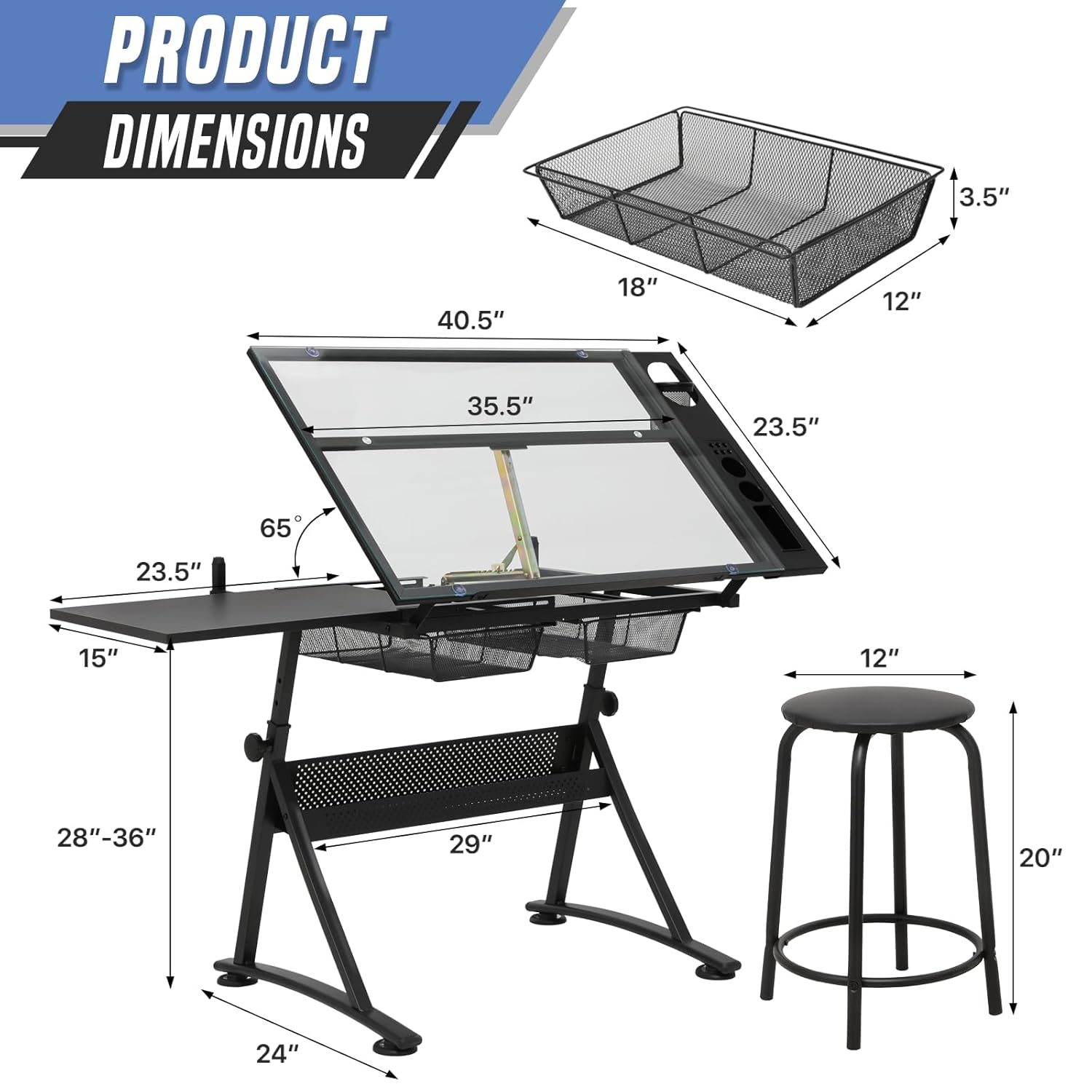 Drafting Table with Height Adj - Art & Craft Valley recension och pris