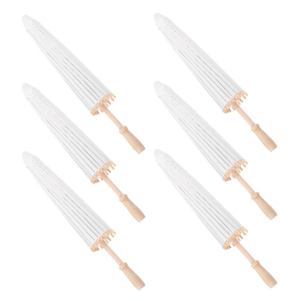 6Pcs White Oiled Paper Parasol - Art Craft Umbrella recension och pris