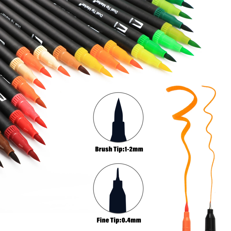 100 Colors Dual Tip Watercolor - Calligraphy Pen Set recension och pris